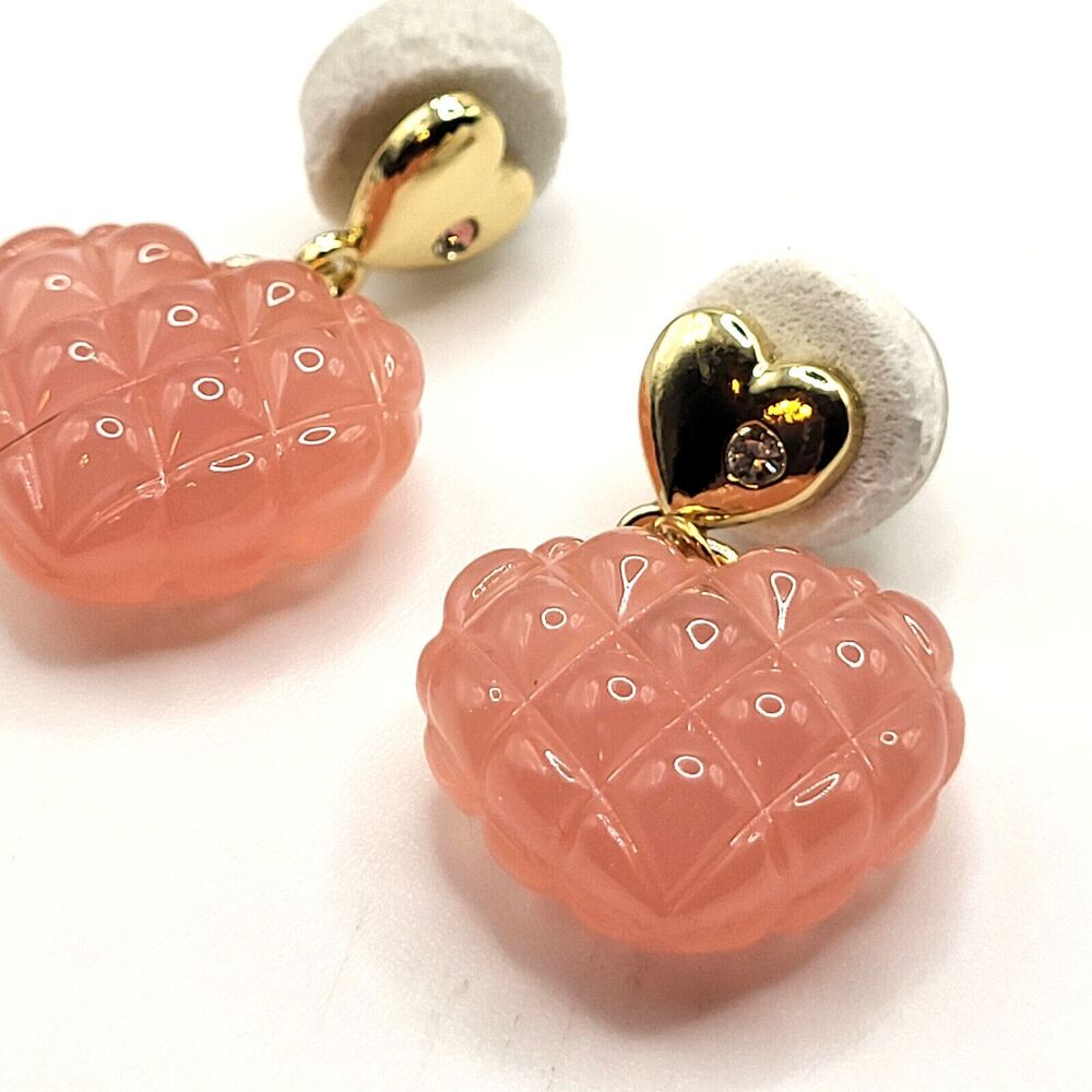 Kawaii Rasberry Heart Pink Earrings 1in
